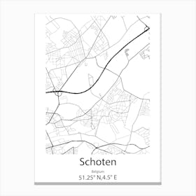 Schoten,Belgium Minimalist Map Canvas Print