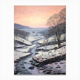 Dreamy Winter Painting Brecon Beacons National Park Wales 3 Canvas Print