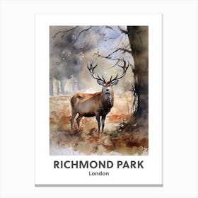 Richmond Park, London 1 Watercolour Travel Poster Canvas Print