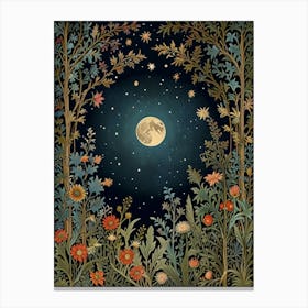 Moonlight In The Forest Style William Morris 16 Canvas Print