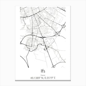 Ifs,France Minimalist Map Canvas Print