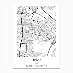 Holon,Israel Minimalist Map Canvas Print