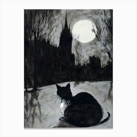 Dark Gothic Cat In The Moonlight Canvas Print