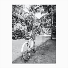 Tulum Bike Mexico Black And White Canvas Print