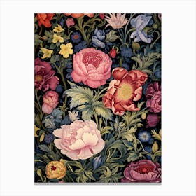 Flowers On A Black Background 1 Canvas Print