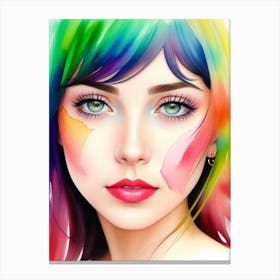 Portrait Of A Woman With Colorful Hair 4 Canvas Print