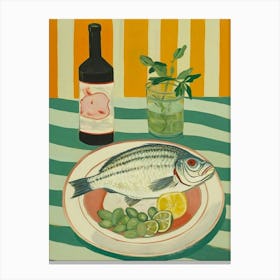 Sea Bass Italian Still Life Painting Canvas Print