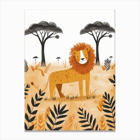 African Lion Hunting In The Savannah Clipart 4 Canvas Print