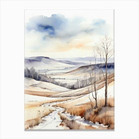 Watercolor Winter Landscape 3 Canvas Print