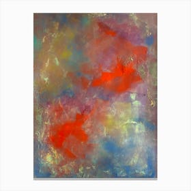 RAINBOW SKY - Abstract Painting of Bold Red, Blue, and Yellow Clouds Canvas Print