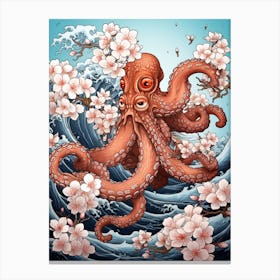 Day Octopus Japanese Style Illustration 1 Canvas Print