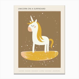 Unicorn On A Surfboard Muted Pastels 2 Poster Canvas Print