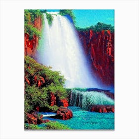 Iguazú Falls National Park Brazil Pointillism Canvas Print