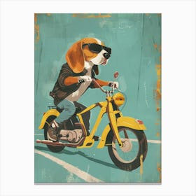 Beagle On A Motorcycle 1 Canvas Print