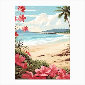 An Illustration In Pink Tones Of Pasir Panjang Beach Redang 2 Canvas Print