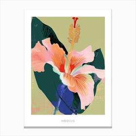 Colourful Flower Illustration Poster Hibiscus 1 Canvas Print
