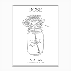 Rose In A Jar Line Drawing 1 Poster Canvas Print