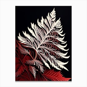 Western Red Cedar Leaf Linocut Canvas Print