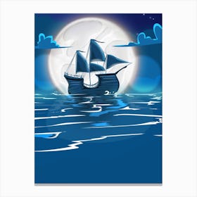 Ship In The Moonlight Canvas Print