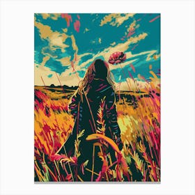 Girl In The Field Canvas Print