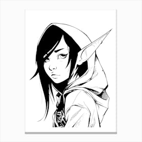 Elf Girl Anime Manga Drawing Illustration Canvas Print