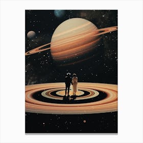 Cosmic portrait of a couple standing on the rings of Saturn Canvas Print