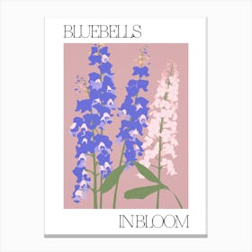 Bluebells In Bloom Flowers Bold Illustration 3 Canvas Print