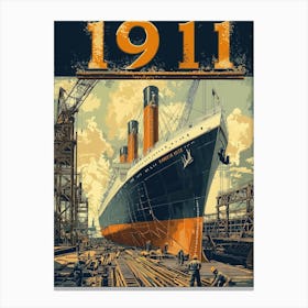 Aihrgdesign A Vintage Engineering Poster Showing The Titanic 1 Canvas Print