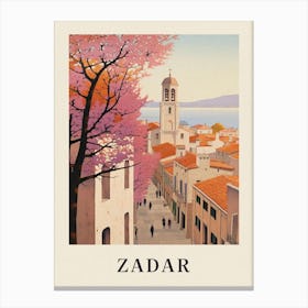 Zadar Croatia 1 Vintage Pink Travel Illustration Poster Canvas Print