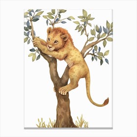 African Lion Climbing A Tree Clipart 1 Canvas Print