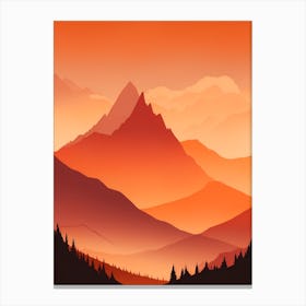 Misty Mountains Vertical Composition In Orange Tone 333 Canvas Print