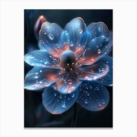 Blue Flower With Water Droplets Canvas Print