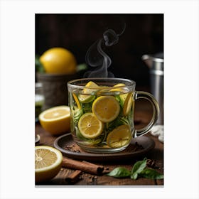 Lemon Tea In A Cup Canvas Print