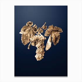 Gold Botanical Trebbiano Grapes on Midnight Navy n.4866 Canvas Print