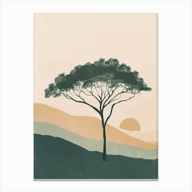 Acacia Tree Minimal Japandi Illustration 1 Canvas Print