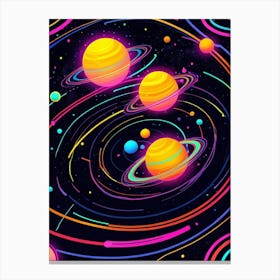 Default Neon Black Light Sgraffito Solar System 3d Illustratio 3 (8) Canvas Print