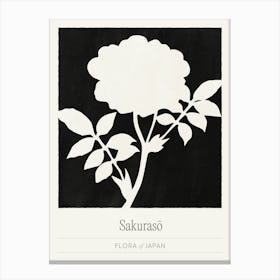 Black Ink Floral Silhouette, Modern Scandi Flower Market Canvas Print