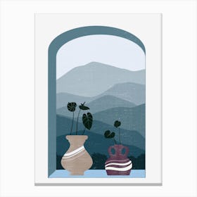 Vases In A Window Canvas Print