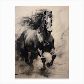A Horse Painting In The Style Of Chiaroscuro 1 Canvas Print