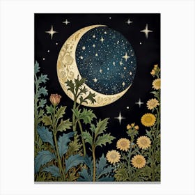 Moon And Flowers Style William Morris 28 Canvas Print