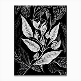 Sweet Almond Leaf Linocut 1 Canvas Print