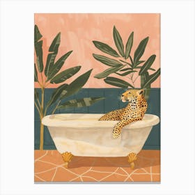 Bathtub Leopard Mid Century Canvas Print