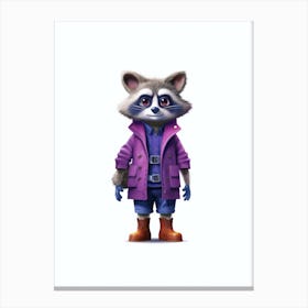 Raccoon Wearing Boots Illustration 5 Canvas Print