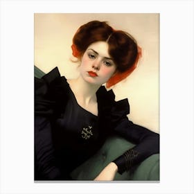 Lady In Black, Victorian Woman Portrait, Vintage Style Canvas Print