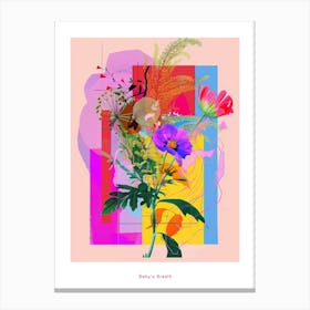 Baby S Breath 4 Neon Flower Collage Poster Canvas Print