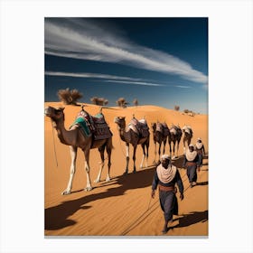 Camels In The Desert Canvas Print