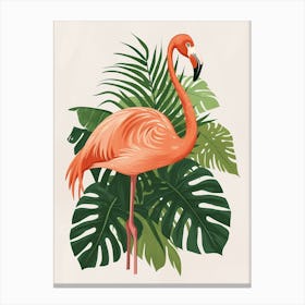 Jamess Flamingo And Monstera Deliciosa Boho Print 4 Canvas Print