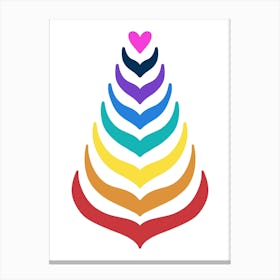 WA240004 - Colorful Heart and Rainbow Tree - Vibrant Love and Pride Art Canvas Print