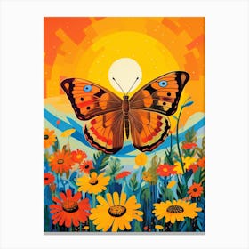 Pop Art Meadow Brown Butterfly 3 Canvas Print
