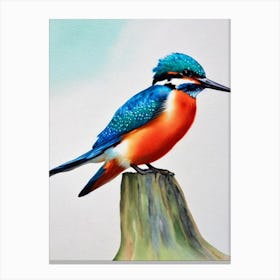 Kingfisher Watercolour Bird Canvas Print
